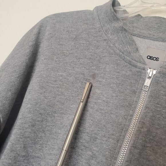 Asos Full Zip Jacket Gray Terry Clothe Lined Men's Size XL With Pockets - Picture 4 of 16